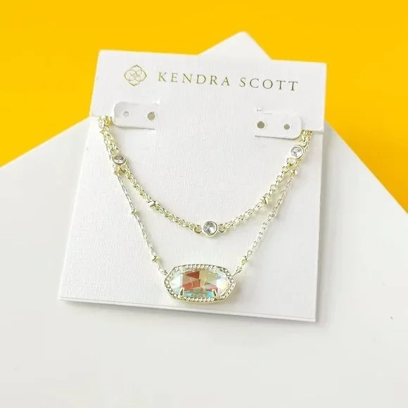 Kendra Scott Jewelry - Kendra Scott Elisa Gold Necklace Dichroic Glass Pendant Iridescent + BONUS